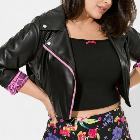 torrid Jackets & Blazers - 3X Betsey Johnson Faux Leather Crop Moto Jacket NWOT